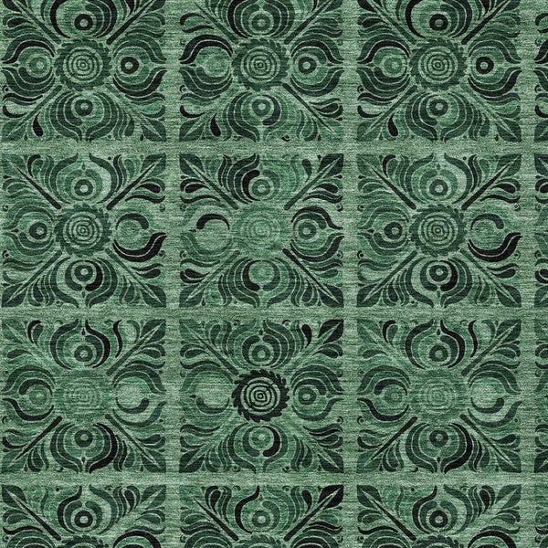 Homeroots 3' Denim Blue And Charcoal Medallion Washable Area Rug For Indoor And Outdoor Spaces, Durable Design 9' X 12' Polyester 589300