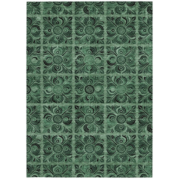 Homeroots 3' Denim Blue And Charcoal Medallion Washable Area Rug For Indoor And Outdoor Spaces, Durable Design 10' X 14' Polyester 589301