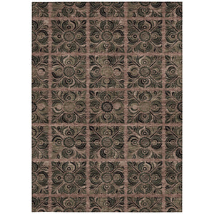 Homeroots 3' Denim Blue And Charcoal Medallion Washable Area Rug For Indoor And Outdoor Spaces, Durable Design 3' X 5' Polyester 589302