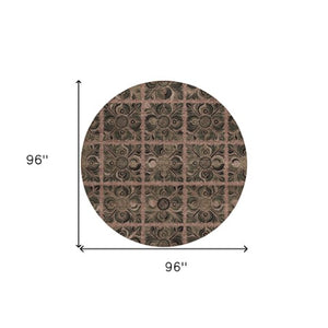 Homeroots 3' Denim Blue And Charcoal Medallion Washable Area Rug For Indoor And Outdoor Spaces, Durable Design 8' Round Polyester 589304