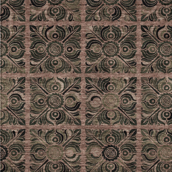 Homeroots 3' Denim Blue And Charcoal Medallion Washable Area Rug For Indoor And Outdoor Spaces, Durable Design 9' X 12' Polyester 589306