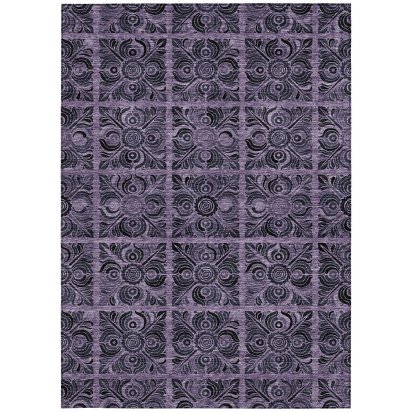Homeroots 3' Denim Blue And Charcoal Medallion Washable Area Rug For Indoor And Outdoor Spaces, Durable Design 3' X 5' Polyester 589308
