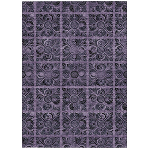 Homeroots 3' Denim Blue And Charcoal Medallion Washable Area Rug For Indoor And Outdoor Spaces, Durable Design 8' X 10' Polyester 589311