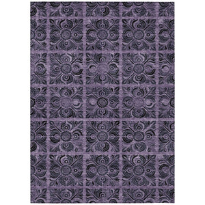 HomeRoots 9' Purple Plum and Charcoal Medallion Rug - Durable, Washable, Indoor Outdoor Style for Any Space 9' X 12' 589312