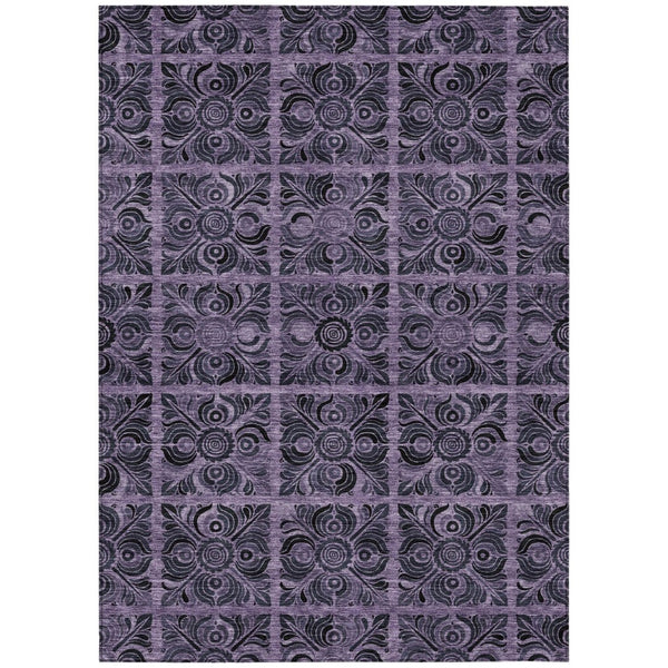 HomeRoots 9' Purple Plum and Charcoal Medallion Rug - Durable, Washable, Indoor Outdoor Style for Any Space 9' X 12' 589312