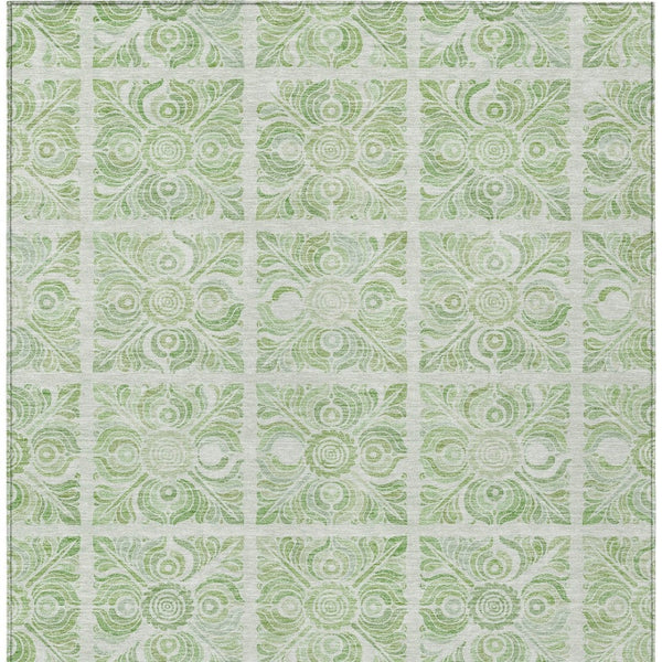 Homeroots 3' Artichoke Green Medallion Washable Rug - Perfect For Indoor & Outdoor Spaces, Durable & Stylish 9' X 12' Polyester 589318