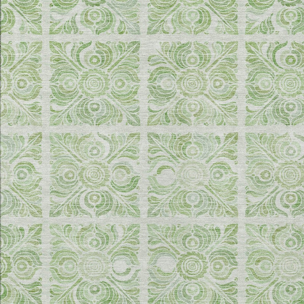Homeroots 3' Artichoke Green Medallion Washable Rug - Perfect For Indoor & Outdoor Spaces, Durable & Stylish 10' X 14' Polyester 589319