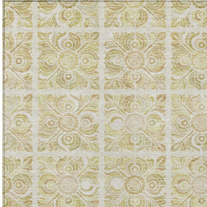 Homeroots 3' Artichoke Green Medallion Washable Rug - Perfect For Indoor & Outdoor Spaces, Durable & Stylish 3' X 5' Polyester 589320