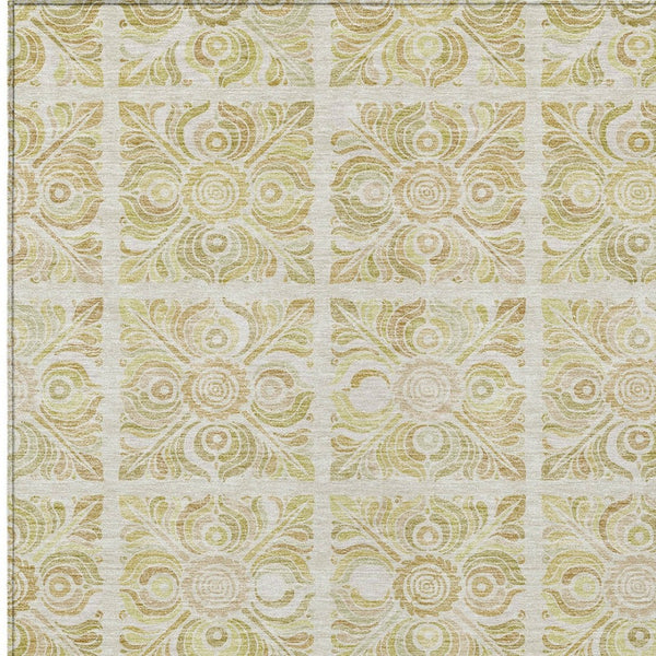 Homeroots 3' Artichoke Green Medallion Washable Rug - Perfect For Indoor & Outdoor Spaces, Durable & Stylish 3' X 5' Polyester 589320