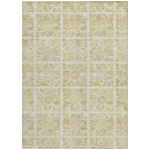Homeroots 3' Artichoke Green Medallion Washable Rug - Perfect For Indoor & Outdoor Spaces, Durable & Stylish 8' X 10' Polyester 589323