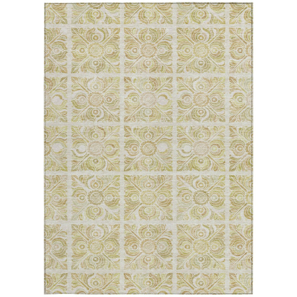 Homeroots 3' Artichoke Green Medallion Washable Rug - Perfect For Indoor & Outdoor Spaces, Durable & Stylish 9' X 12' Polyester 589324