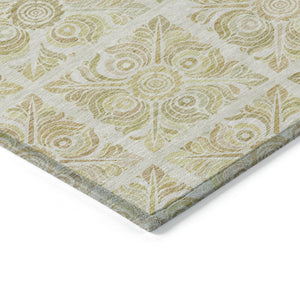 Homeroots 3' Artichoke Green Medallion Washable Rug - Perfect For Indoor & Outdoor Spaces, Durable & Stylish 9' X 12' Polyester 589324