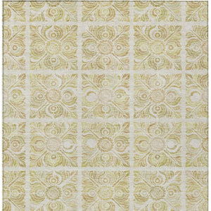 Homeroots 3' Artichoke Green Medallion Washable Rug - Perfect For Indoor & Outdoor Spaces, Durable & Stylish 9' X 12' Polyester 589324