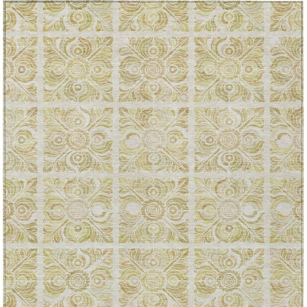 Homeroots 3' Artichoke Green Medallion Washable Rug - Perfect For Indoor & Outdoor Spaces, Durable & Stylish 9' X 12' Polyester 589324