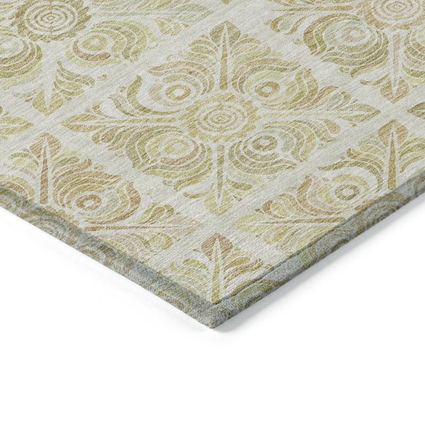 Homeroots 3' Artichoke Green Medallion Washable Rug - Perfect For Indoor & Outdoor Spaces, Durable & Stylish 10' X 14' Polyester 589325