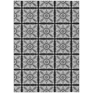 HomeRoots 9' Washable Black Ivory and Gray Medallion Indoor Outdoor Area Rug for Effortless Style and Care 9' X 12' 589330
