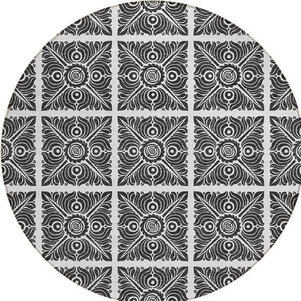 Homeroots 3' Artichoke Green Medallion Washable Rug - Perfect For Indoor & Outdoor Spaces, Durable & Stylish 8' Round Polyester 589334