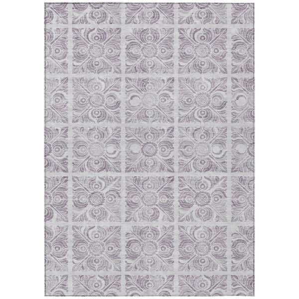 HomeRoots 9' Elegant Lavender and Silver Medallion Area Rug - Durable, Washable, Indoor/Outdoor Design for Any Space 9' X 12' 589342