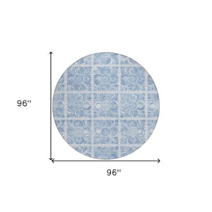 Homeroots 3' Artichoke Green Medallion Washable Rug - Perfect For Indoor & Outdoor Spaces, Durable & Stylish 8' Round Polyester 589346