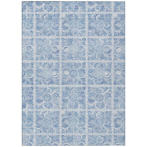 HomeRoots 5' Sky Blue and Denim Blue Medallion Area Rug - Durable, Washable for Indoor & Outdoor Use, Timeless Style 8' X 10' 589347