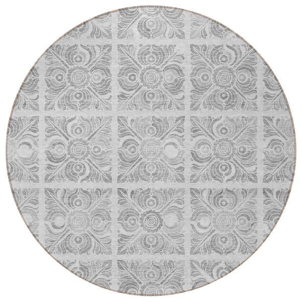 Homeroots 3' Artichoke Green Medallion Washable Rug - Perfect For Indoor & Outdoor Spaces, Durable & Stylish 8' Round Polyester 589352