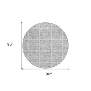 Homeroots 3' Artichoke Green Medallion Washable Rug - Perfect For Indoor & Outdoor Spaces, Durable & Stylish 8' Round Polyester 589352