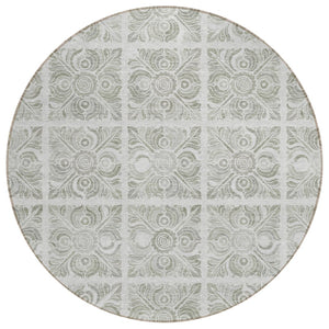 HomeRoots 5' Timeless Taupe Beige Medallion Washable Area Rug for Indoor and Outdoor Durability and Style 8' Round 589358
