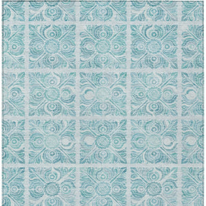 Homeroots 3' Artichoke Green Medallion Washable Rug - Perfect For Indoor & Outdoor Spaces, Durable & Stylish 5' X 8' Polyester 589363