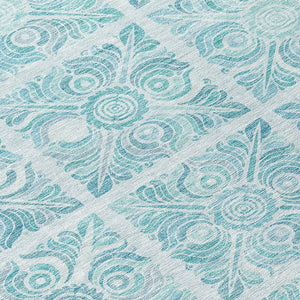 Homeroots 3' Artichoke Green Medallion Washable Rug - Perfect For Indoor & Outdoor Spaces, Durable & Stylish 8' Round Polyester 589364