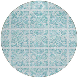 Homeroots 3' Artichoke Green Medallion Washable Rug - Perfect For Indoor & Outdoor Spaces, Durable & Stylish 8' Round Polyester 589364