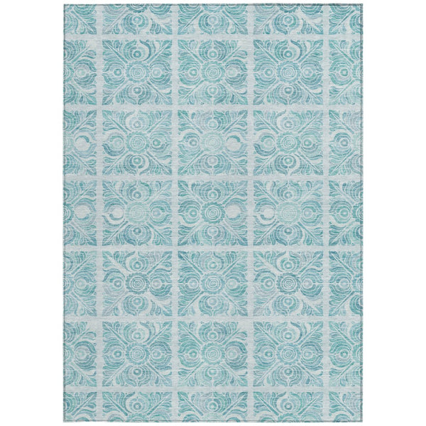 Homeroots 3' Artichoke Green Medallion Washable Rug - Perfect For Indoor & Outdoor Spaces, Durable & Stylish 8' X 10' Polyester 589365