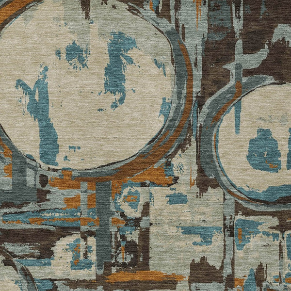 Homeroots 3' Beige Brown And Copper Geometric Washable Indoor Outdoor Area Rug For Versatile Spaces 3' X 5' Polyester 589368