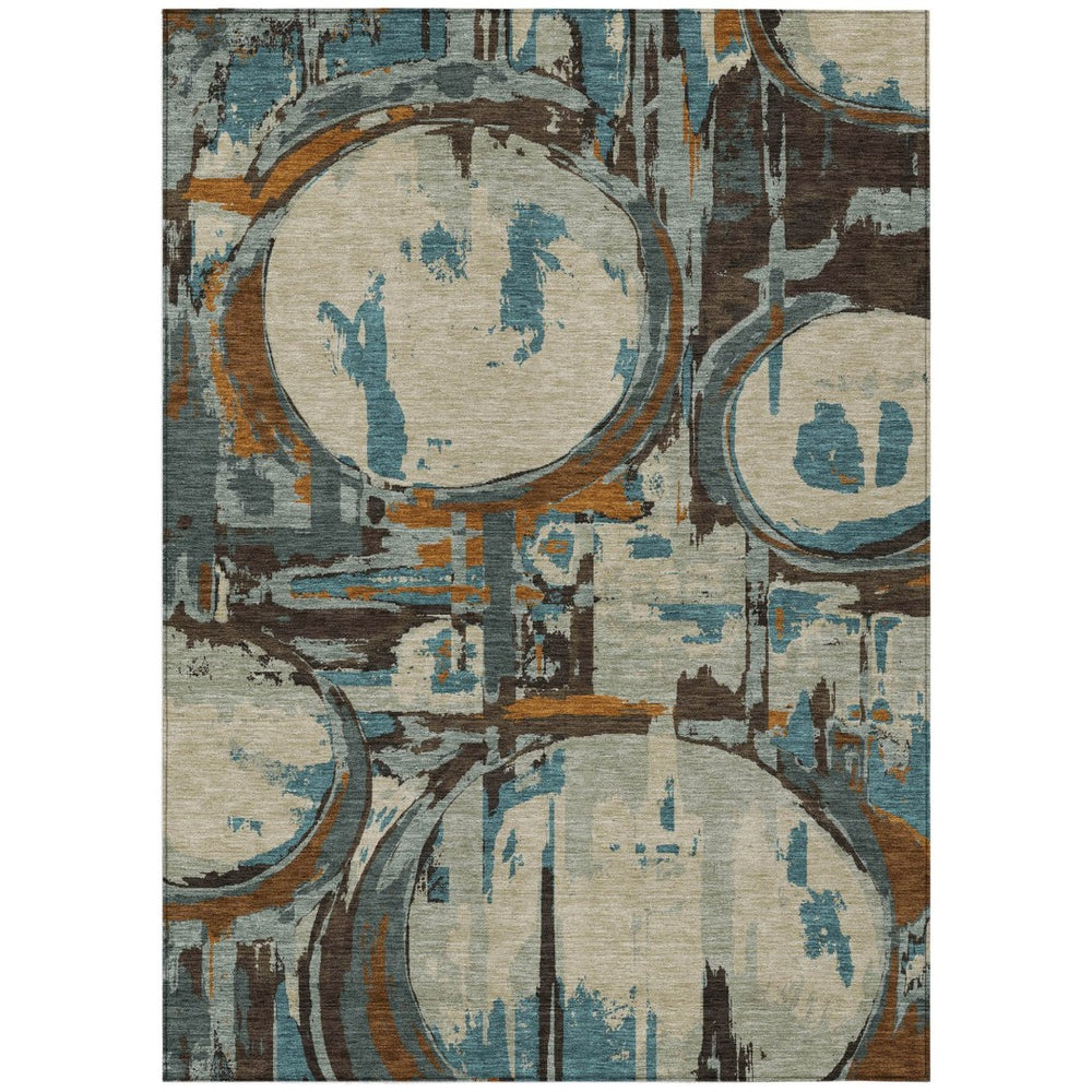 HomeRoots 9' Geometric Washable Area Rug in Beige, Brown & Copper – Durable for Indoor & Outdoor Spaces 9' X 12' 589372