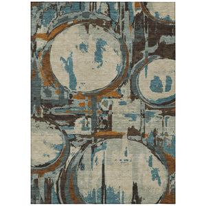 HomeRoots 9' Geometric Washable Area Rug in Beige, Brown & Copper – Durable for Indoor & Outdoor Spaces 9' X 12' 589372