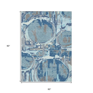 Homeroots 3' Beige Brown And Copper Geometric Washable Indoor Outdoor Area Rug For Versatile Spaces 5' X 8' Polyester 589375