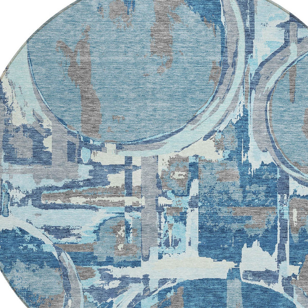 Homeroots 3' Beige Brown And Copper Geometric Washable Indoor Outdoor Area Rug For Versatile Spaces 8' Round Polyester 589376