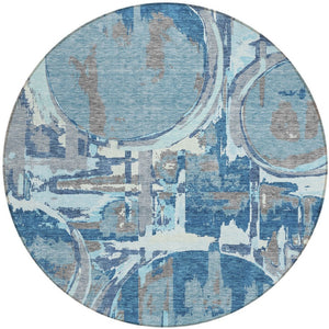 Homeroots 3' Beige Brown And Copper Geometric Washable Indoor Outdoor Area Rug For Versatile Spaces 8' Round Polyester 589376