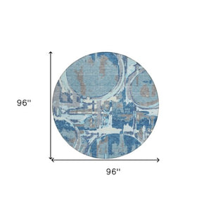 Homeroots 3' Beige Brown And Copper Geometric Washable Indoor Outdoor Area Rug For Versatile Spaces 8' Round Polyester 589376