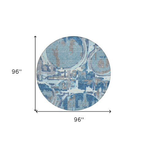 Homeroots 3' Beige Brown And Copper Geometric Washable Indoor Outdoor Area Rug For Versatile Spaces 8' Round Polyester 589376