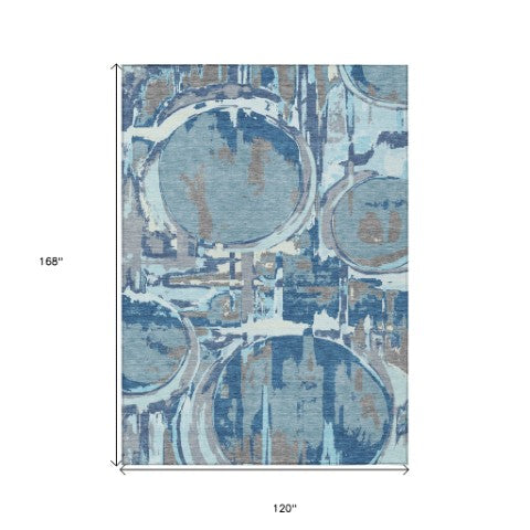 Homeroots 3' Beige Brown And Copper Geometric Washable Indoor Outdoor Area Rug For Versatile Spaces 10' X 14' Polyester 589379