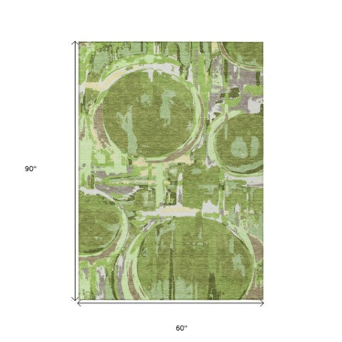 Homeroots 3' Beige Brown And Copper Geometric Washable Indoor Outdoor Area Rug For Versatile Spaces 5' X 8' Polyester 589381