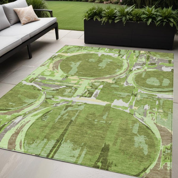 Homeroots 3' Beige Brown And Copper Geometric Washable Indoor Outdoor Area Rug For Versatile Spaces 5' X 8' Polyester 589381