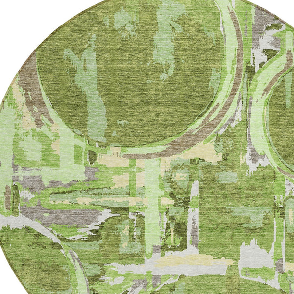 Homeroots 3' Beige Brown And Copper Geometric Washable Indoor Outdoor Area Rug For Versatile Spaces 8' Round Polyester 589382