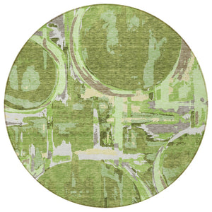 Homeroots 3' Beige Brown And Copper Geometric Washable Indoor Outdoor Area Rug For Versatile Spaces 8' Round Polyester 589382