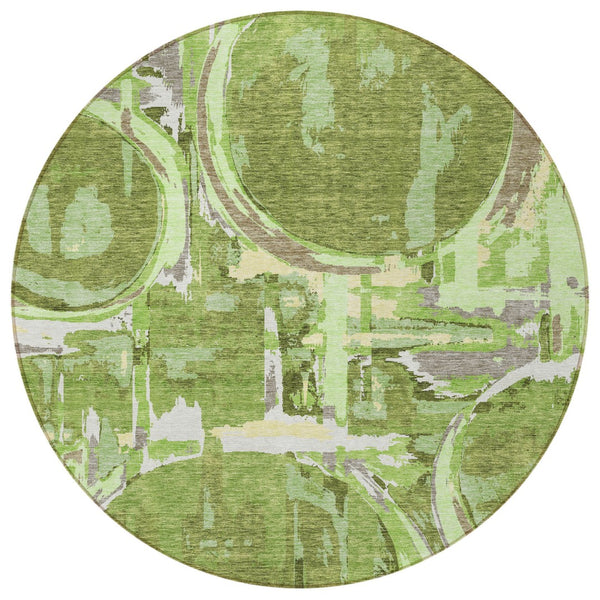 Homeroots 3' Beige Brown And Copper Geometric Washable Indoor Outdoor Area Rug For Versatile Spaces 8' Round Polyester 589382