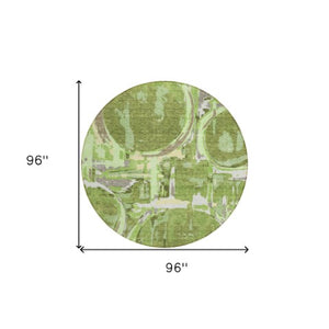 Homeroots 3' Beige Brown And Copper Geometric Washable Indoor Outdoor Area Rug For Versatile Spaces 8' Round Polyester 589382