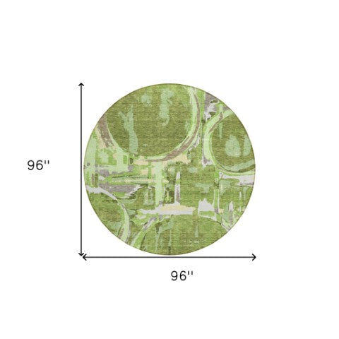 Homeroots 3' Beige Brown And Copper Geometric Washable Indoor Outdoor Area Rug For Versatile Spaces 8' Round Polyester 589382