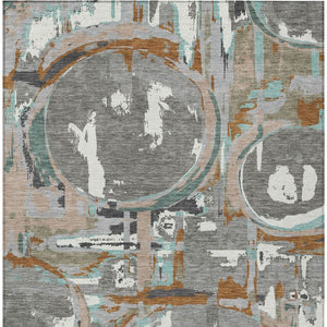 Homeroots 3' Beige Brown And Copper Geometric Washable Indoor Outdoor Area Rug For Versatile Spaces 3' X 5' Polyester 589386