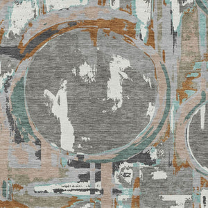 Homeroots 3' Beige Brown And Copper Geometric Washable Indoor Outdoor Area Rug For Versatile Spaces 3' X 5' Polyester 589386