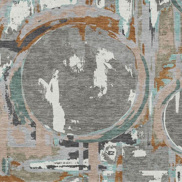 Homeroots 3' Beige Brown And Copper Geometric Washable Indoor Outdoor Area Rug For Versatile Spaces 3' X 5' Polyester 589386